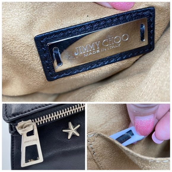 Jimmy Choo Black Leather Studded Foldover
Clutch with silver hardware - Picture 14 of 14